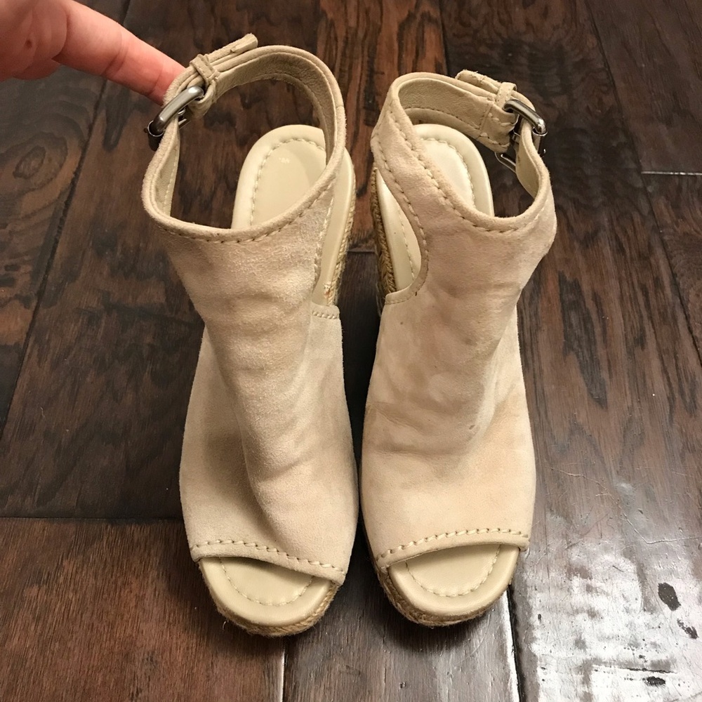 Authentic Prada Women's Wedge Suede Open Toe Glove Sandal Espadrilles